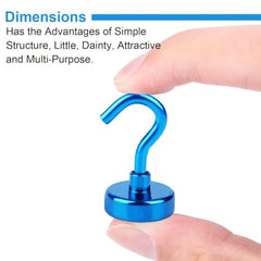 RULOKSHA Heavy Duty Magnetic Hooks, Holds Up to 13.6 kg (30 lbs), Strong Neodymium Rare Earth Magnets with Nickel Coating for Kitchen, Refrigerator, Office, Garage & Home (Silver, 3)