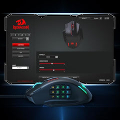 Redragon Impact M908 RGB LED MMO USB Mouse with Side Buttons Laser Wired Gaming Mouse with 12400 DPI, High Precision, 18 Programmable Mouse Buttons (Black)