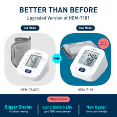 Omron HEM-7181 Upper Arm Automatic Blood Pressure Monitor with Long Battery Life and Hypertension Indicator