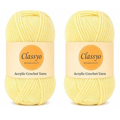 Classyo Acrylic Yarn for Crocheting (100gms x 1 Ball, 4ply) | Soft Wool Crochet Thread | Acrylic Hand Knitting Yarn | Wool for Crochet | For Sweater, Scarf, Hat, Baby Clothes, Purse, Gift Bags and DIY Crafts (Butter, Pack of 1)