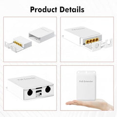 HIKONECT Outdoor PoE Repeater 1 in 4 Out, 10/100Mbps PoE Extender for IP Cameras, CCTV & Access Points, 250m Range | Waterproof Lightning-Proof Network Booster