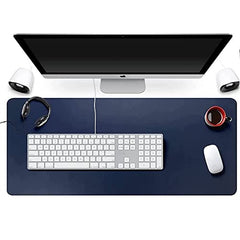 Dyazo Vegan PU Leather Mouse Pad for Remote Work/Office/Gaming, Large Desk Mat, Dual-Sided Anti-Slip, Water-Resistant Design (800 x 300mm, Navy Blue & Yellow)