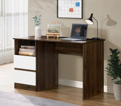 DeckUp Jade Study Table and Office Desk (Walnut & White, Matte Finish)