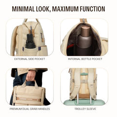 uppercase Dune Alphatech Padded 15.6" Laptop & iPad Compartment Professional Backpack for Men & Women - Tote & Backpack Carry, Waterproof Work Business Backpack for College Work Daily -Beige