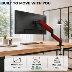 STAR WORK Single Monitor Desk Mount for 13–34” Inch Screens, Heavy Duty Adjustable VESA Monitor Arm with C-Clamp & Grommet Base | Full Motion Tilt & Swivel Rotation (Purple Arm Stand)