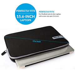 AirCase Neoprene Laptop Sleeve Case Cover for 15.6 Inch MacBook, Dell, HP, Lenovo, More| Water-Resistant, Shockproof Padding, Scratch-Proof| Slim Fit, Wrinkle Free, TSA Security Friendly (Black-Grey)
