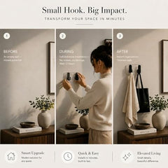 SIGNAMIO 6 Hook Shelf Adhesive Strip Wall Hanging Sticky Hook Black