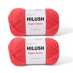 HILUSH super saver,Poly Yarn PACK OF 2 BALLS (1 Ball/100 Gram Each) Ball Supersoft Hand Knitting Wool Ball, Suitable for Craft, Crochet, Amigurumi, Embroidery, Toys, Garments, Flowers and Hobby Projects , Shade no - (grey)