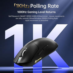 ATTACK SHARK X8SE Mouse for Large Hand, 55 g Superlight, PixArt PAW3311 Gaming Sensor, BT/2.4G Wireless/Wired, Adjustable DPI up to 25000, 500 mAh Battery (Black)