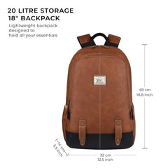 Gear Classic Anti Theft Faux Leather 14 cms Black Laptop Backpack (LBPCLSLTH0101)