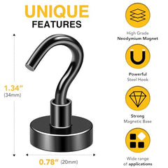 DIYMAG Magnetic Hooks 15pcs 30lbs Cruise Essentials 2026 Magnet Hook | Neodymium Heavy Duty Strong Magnets Hanging Ship Cabins Refrigerator Fridge Classroom Beach Vacation Kitchen Grills Home Tool