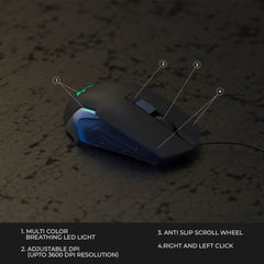 Arctic Fox Crystal Wired Keyboard and Mouse Set with 104 Keys and a USB Gaming Mouse with 3600 DPI