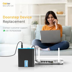 Oakter Mini UPS Basic for WiFi Router Broadband Modem | Supports 12V-2A Routers. Backup Upto 3 Hours | WiFi Router UPS Power Backup During Power Cuts| Current Surge & Deep Discharge Protection