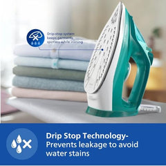 Philips Speed Pro DST3030/70 Steam iron, Green | 2400W, 40g/min Steam, 180g Steam Boost Ceramic Soleplate, Auto Shut-off, Drip Stop Technology, Large 300ml Water Tank