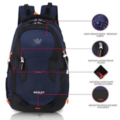 Wesley Spartan Unisex Travel Hiking Laptop Bag fits Upto 17.3 inch with Raincover and Internal Organiser Backpack Rucksack College Backpack