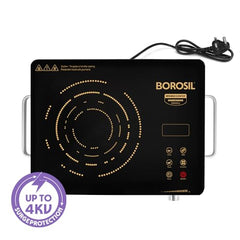 Borosil 2200W Smart Kook Infrared Induction | Digital Display with Touch Buttons | Glass Crystallite Plate | 8 Preset Modes | Auto Cooling Fan | 1 Year Warranty | Made in India