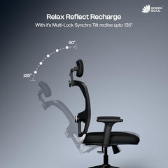 Green Soul Jupiter Superb | Ergonomic Mesh Office Chair for Work | 3 Year Warranty | Multi-Lock Synchro Tilt Recline Mechanism | 2D Armrest | Adjustable Lumbar | High Back | Black