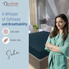 La Verne 100% Waterproof Premium Cotton Feel Mattress Protector Queen Size 78 x 60 Inches | Breathable and Hypoallergenic Ultra Soft Fitted Bed Protector Cover