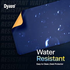 Dyazo Vegan PU Leather Mouse Pad for Remote Work/Office/Gaming, Large Desk Mat, Dual-Sided Anti-Slip, Water-Resistant Design (800 x 300mm, Navy Blue & Yellow)