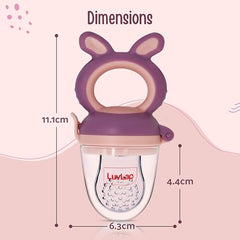 LuvLap Silicone Food/Fruit Nibbler with Extra Mesh, Soft Pacifier/Feeder, Teether for Baby, Infant, Bunny Violet & Pink