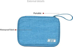 House of Quirk Electronics Accessories Organizer Bag, Universal Carry Travel Gadget Bag for Cables, Plug and More, Perfect Size Fits for Pad Phone Charger Hard Disk (Sky Blue)