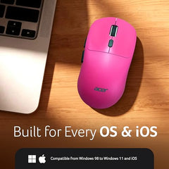 Acer PopGo Wireless Mouse | 2.4G + BT5.4 Dual Mode | 500mAh Rechargeable Battery | Adjustable DPI up to 6400 | Silent Click | 6 Buttons+Scroll Wheel | 10m Range | Windows & Mac Compatible – Orange