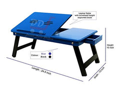 DDS Dream Decor Shoppee Wood Portable Laptop Table Adjustable Height With 1 Drawer (Blue)