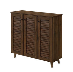 DeckUp Ariana Engineered Wood 3-Door Shoe Rack (Walnut, Matte Finish)