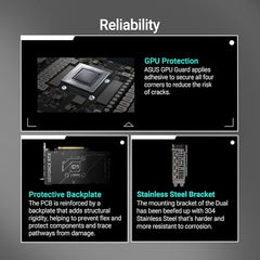 ASUS Dual NVIDIA GeForce RTX 5060 Ti 8GB GDDR7 OC Edition - Graphics Card (PCIe 5.0, DLSS 4, HDMI 2.1b, DisplayPort 2.1b, 2.5-Slot, Axial Fans, 0dB Technology, Dual BIOS)