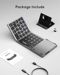 Samsers Foldable Bluetooth Keyboard with Touchpad, Ultra Slim Compact,Black