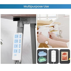 AMIQUS 10 Pcs Hevy Duty Self Adhesive Hook for Hanging Kitchen Item and Other Stainless Steel, Gold Waterproof, Strong Towels, Keys, Utensils,Robes Double-Sided Transparent (Double Claw V Shape)