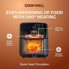 Cookwell Air Fryer - 5L With See Through Window - 1400W (Grey & Black)