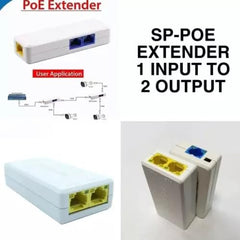 MakWorld POE Repeater 10/100Mbps 1 to 2 POE Extender Networking Device, Supports 2 Cameras up to 100M, External Power not Required