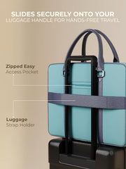 EUME Commute Laptop Bags for Men & Women Office Use| Gift | with Padded Compartment | Vegan Leather & Nylon Fabric | Fits Up to 15.6" Laptop & MacBook, 11L, Black & Forest Green