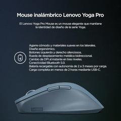 Lenovo WL310 Bluetooth Silent Mouse, Bluetooth 5.0, Upto 3million Button clicks, 1600 DPI, 6 Buttons (Left Click, Right Click, Scroll Click, DPI, 2 x Side Buttons), DPI LED Indicator, Grey