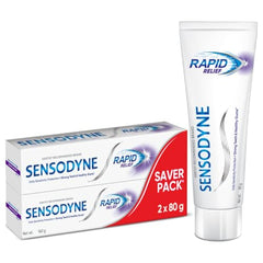 Sensodyne Toothpaste Rapid Relief | Fast Sensitivity Relief Tooth Paste Combo Pack - 160gm (80gm x 2) | Fresh Taste | Dentist Recommended