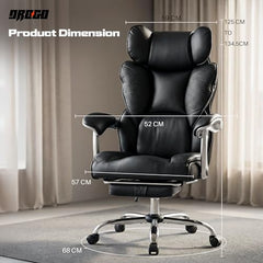 DROGO Emperium Office Chair for Work from Home 400LBS | Ergonomic Executive Boss Chair with PU Leather,High Back, Spacious Cushion Seat & Pumping Lumbar Support | Premium Metal Base & Footrest (White)