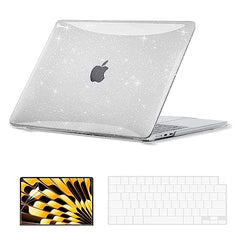 EooCoo Case for MacBook Air 15 inch M5 M4 M3 M2 2026-2023, Sparkly Clear