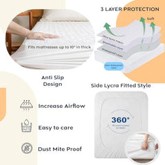 Ayka 100% Waterproof King Size 78x72 inch Cotton Quilted Mattress Protector Breathable Hypoallergenic Noiseless Ultra Soft Elastic Fitted Bed Protector Mattress/Bed Cover (Grey, King (78 * 72”))