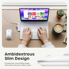 SATECHI Slim EX Wireless Mouse, Bluetooth & 2.4 GHz, Quiet Clicks, Silver