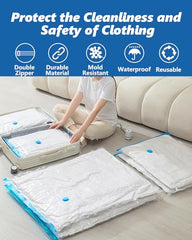 Vacuum Bags Clothes with Electric Pump, 7 Pieces Vacuum Bags Clothes – 1 Jumbo, 2 Large, 2 Medium, 2 Small for Blankets, Duvets, Pillows, Quilts, Travel, Moving