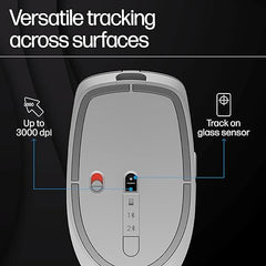 HP 710 Rechargeable Silent Mouse/6 programmable buttons/90-day Rechargeable Battery Life Track-On Glass Sensor(Silver)