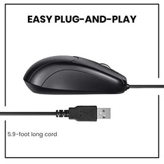 Perixx PERIMICE-209P Wired PS/2 Optical Mouse – Ambidextrous 3-Button Design, 1000 DPI Precision & 6-Ft Cable – Glossy Black for Legacy PCs & Industrial Systems