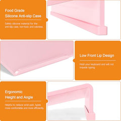 Beego Ergonomic Computer Keyboard Stand Holder Clear Acrylic Keyboard Riser Tilted Keyboard Holder Keyboard Tray with Lightpink Non-Slip Strip for Easy Typing at Home School Office Desk Accessories