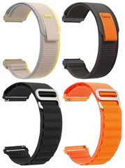 AMiRiTE G/Hook & Loop Bands / Straps - 22MM Nylon Alpine - Compatible with Noise, Huawei, Honor & OnePlus Smart Watches (GREEN, BLACK, BLUE, COMBO OF 4)