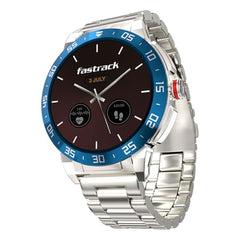 Fastrack MYND 1.93” AMOLED Display Smart Watch for Men & Women with AI Watch Faces,AI Chat,Offline Voice Commands,Curved Metallic Design,Functional Crown,BT Calling, Health Suite,100+ multisport modes