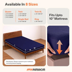 MY ARMOR Waterproof Mattress Protector King Size, 78x72, 6.5x6 feet, Double Bed Protector Sheet Cover, Breathable and Hypoallergenic Ultra Soft Fitted Terry Cotton Feel Fabric, Elastic Skirting, Grey