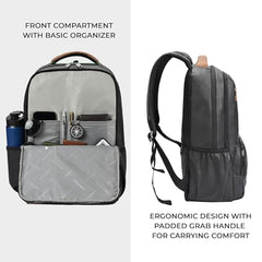 Gear Vintage 4 19"/29L anti theft faux leather Medium Water Resistant Laptop Backpack/Casual Backpack/Daypack/Travel Backpack/College Bag For Men/Women(Pitch Black-Black)