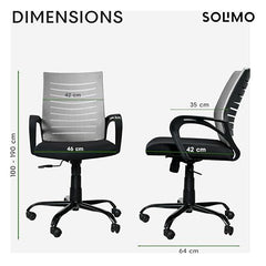 Amazon Brand - Solimo Worklo Mid Back Office Chair for Work from Home | Study | Revolving | Computer (Heavy Duty Powder Coated Metal Base, Stylish Black Mesh)