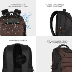 Gear Aspire 3 19"/35L Large Faux Leather Water Resistant Laptop Backpack | Casual Backpack | Daypack | Travel Backpack | College Bag For Men/Women (Brown - Brown)